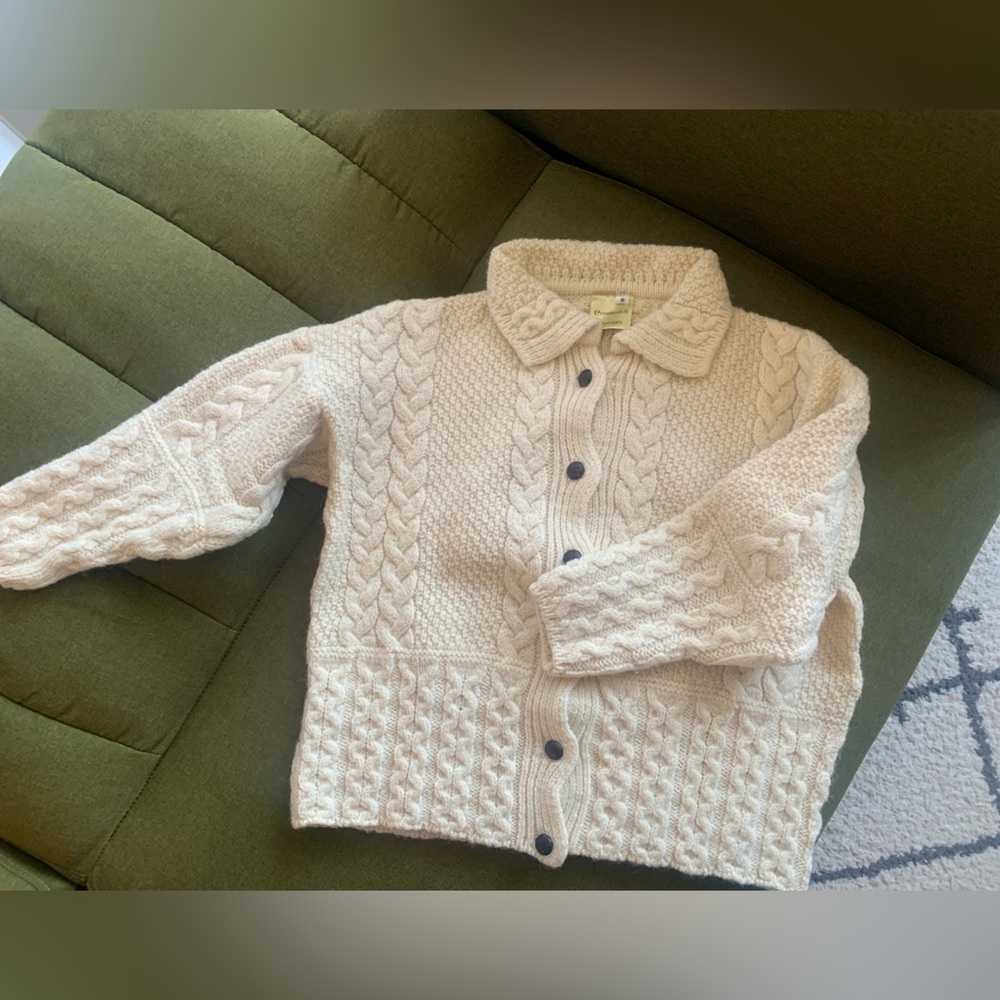 Moving Sale: Cable Knit 100% Wool Irish Cardigan